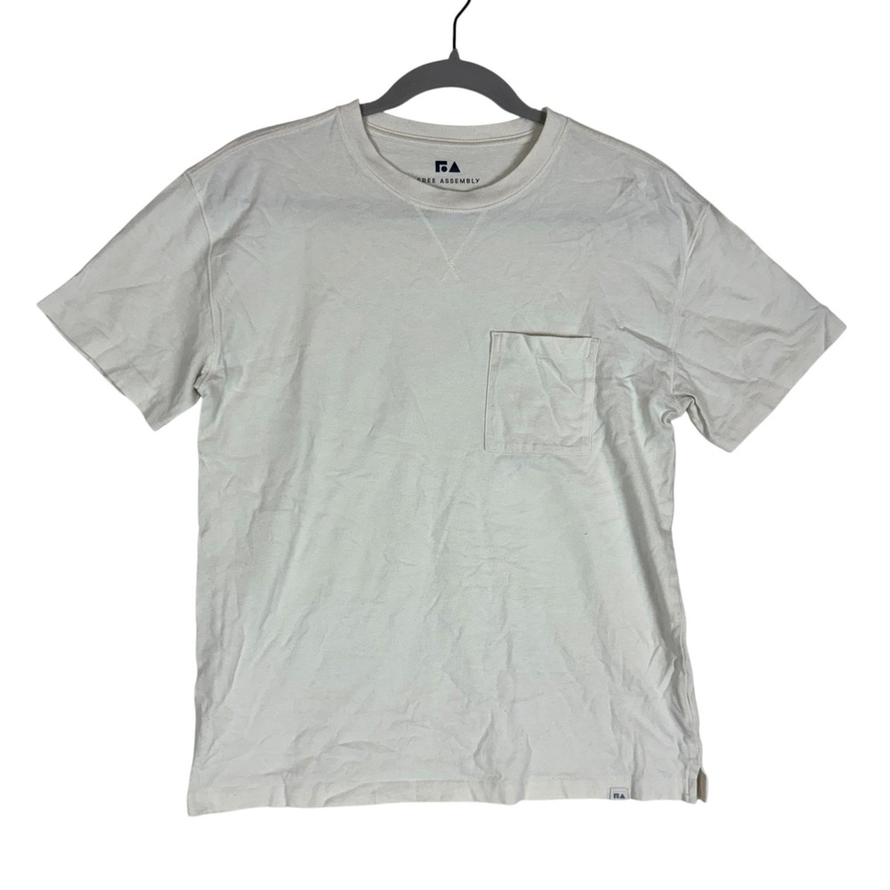 Free Assembly Shirt Kids XL 14-16 White Pocket Crew Neck Tagless Jersey Tee Top